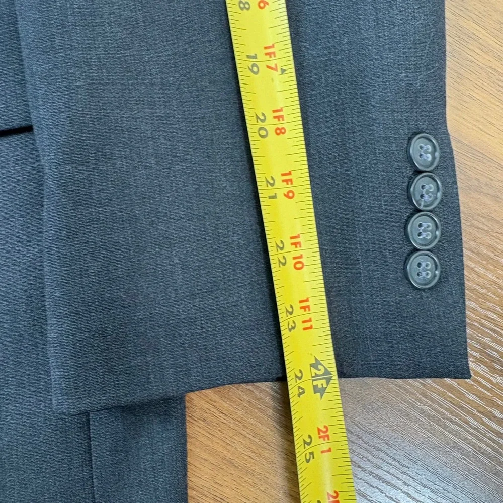 Pronto Uomo Suit Men 44R 38x28 Dark Gray Wool Blend Flat Front Corpcore Modern